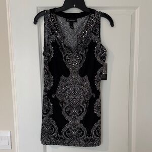 INC International Concepts Black and Silver Tank Top